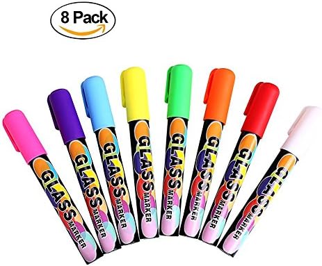 Glass Markers 8 Colors 6mm Erasabe Liquid Chalk Pen  Remove Tip Chalkboard Ink for Blackboard Window Paint Art Office