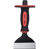 TOOLEAGUE Masonry Chisel, 8 inches Brick Chisel with Hand Protection | Heavy Duty Rock Chisel, Stone Chisel, Concrete Chisel with Rubber Hand Guard for Breaking Demolishing Carving Splitting, 1Pc