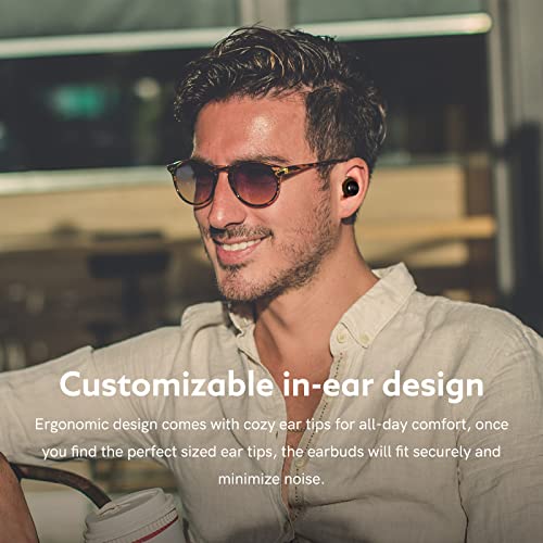 Bluetooth Earbuds QCY T17 Wireless Earbuds with Charging Case Waterproof Stereo Headphones in Ear Built in Mic Headset Touch Control Premium Sound for Sports, Black