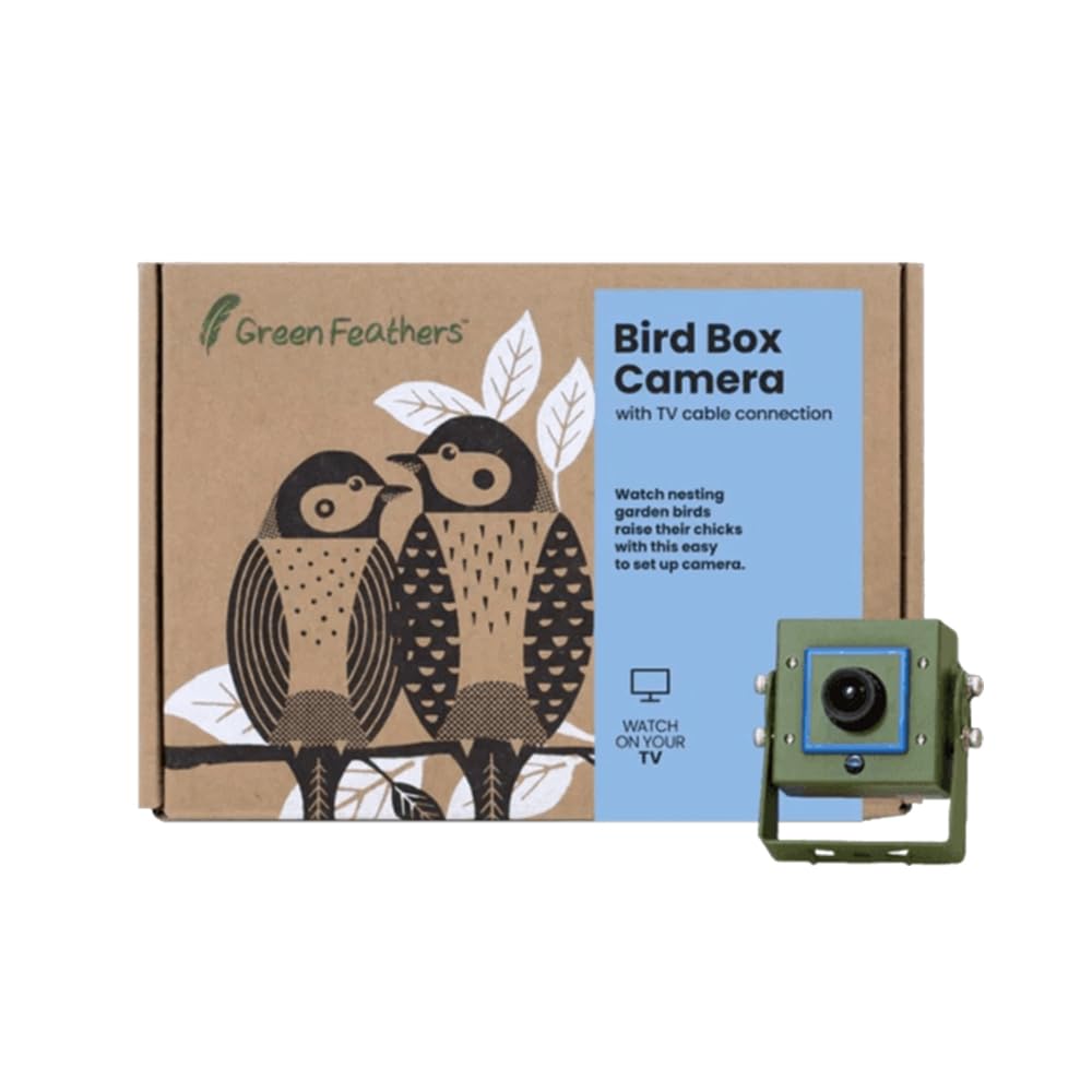 Green Feathers Wildlife 700TVL Wired Outdoor Bird Box Camera with Night Vision 940nm Invisible Infrared, Designed for Nest Boxes, Bird Houses and Garden (Camera Only)