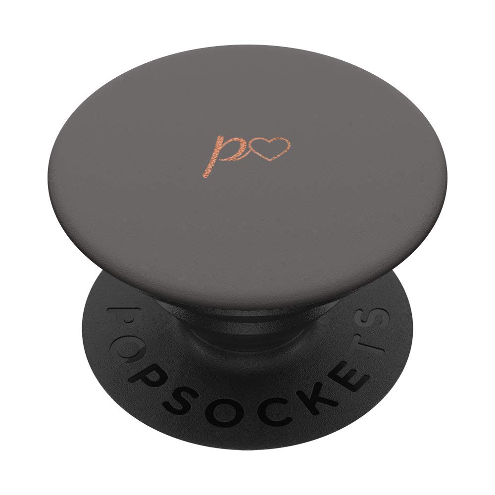 Rose Initial Letter P Heart Minimalist Gray PopSockets PopGrip: Swappable Grip for Phones & Tablets
