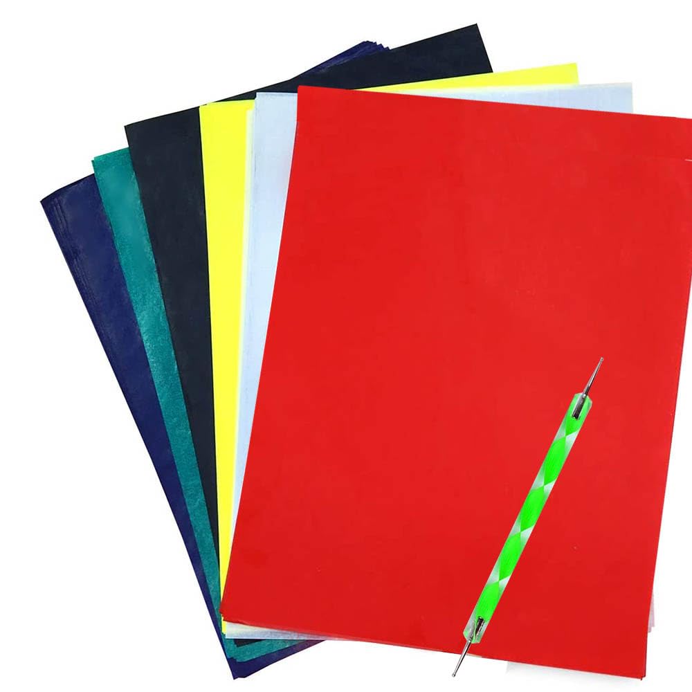 Yesallwas 50 Sheets A4 Multicolor Carbon Transfer Paper,Tracing Paper Graphite Copy Paper for Wood, Paper, Canvas and Other Art Surfaces