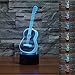 3D Illusion Night Light Lamp - Guitar Decor 3D Illusion Lamp with USB Port 7 Color Changing Lamp LED Night Light - Musical Lights Instruments Party Decoration Touch Lamp Gifts For Guitar Lovers