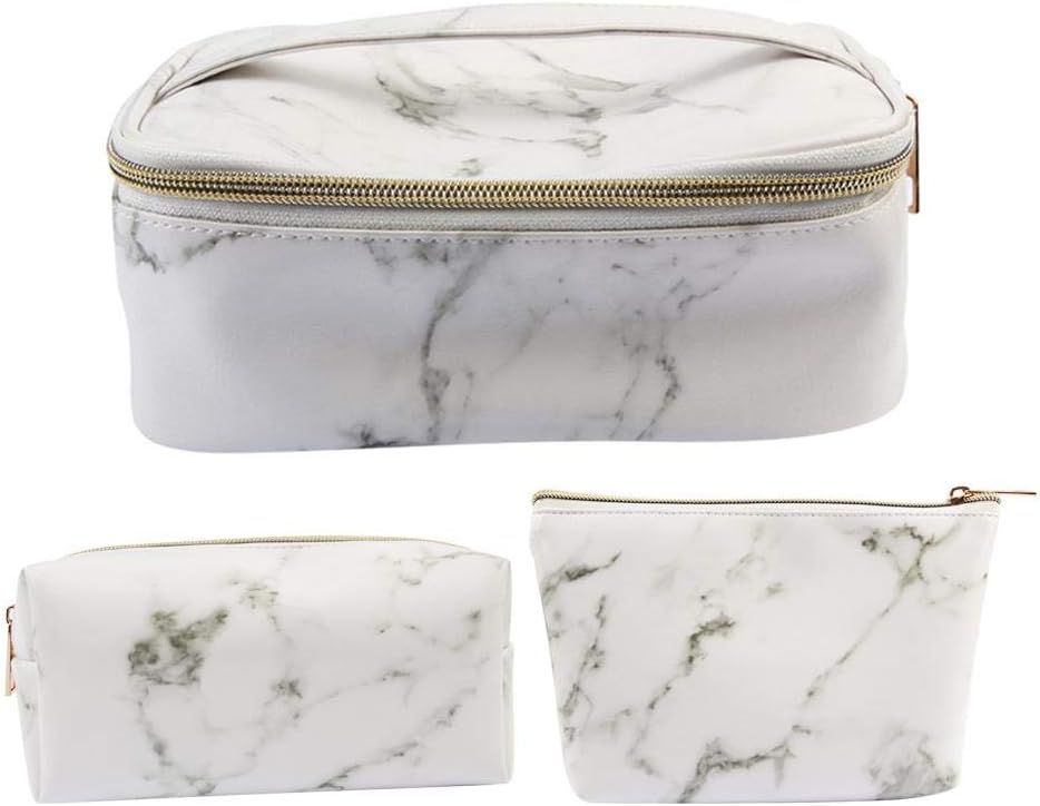Xeroy Makeup Bags Europe and America Mobile Travel Makeup Bags Portable Storage Handbag - Marbled Zipper for Women Girls(3PCS) Everybody