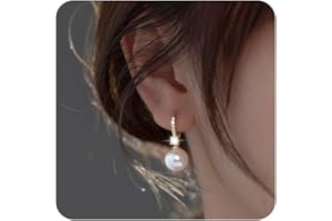 KESAPLAN Pearl Earrings for Women 14K Gold Plated Hypoallergenic Pearl Earrings 5A Cubic Zirconia Dangle Earrings Elegant Jewelry