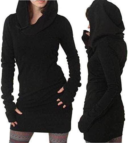 NMZNCW Womens Dress Autumn Long Sleeve Hoodies Slim Fit BlackS Lively