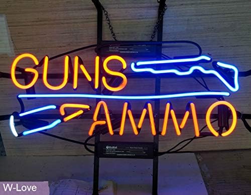 Mirsne Guns Ammo 17×14 Neon Signs, Glass Tube neon Open Sign, Custom Made neon Beer Sign, Unique neon Sign Art, Supplied for a Wide Range of Personal, Commercial and Industrial uses.