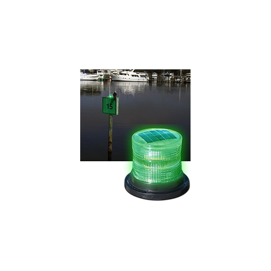 Solar Dock Warning Light Waterproof Solar Dock Lighting GREEN LED