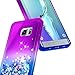 NageBee Case for Samsung Galaxy S6 Edge Plus w/[Full Coverage Screen Protector], Glitter Liquid Quicksand Waterfall Flowing Sparkle Bling Girls Cute Case -Purple/Blue