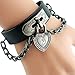 Rivet Bracelet Punk Rock Multi Circle I Love You Heart Chain Genuine Leather Unisex for Men and Women