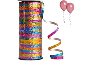 Rainbow Curling Ribbon, Balloon Ribbon Gift Wrapping Balloon String, Curling Ribbon Shiny Glitter String Roll Gift Wrapping R