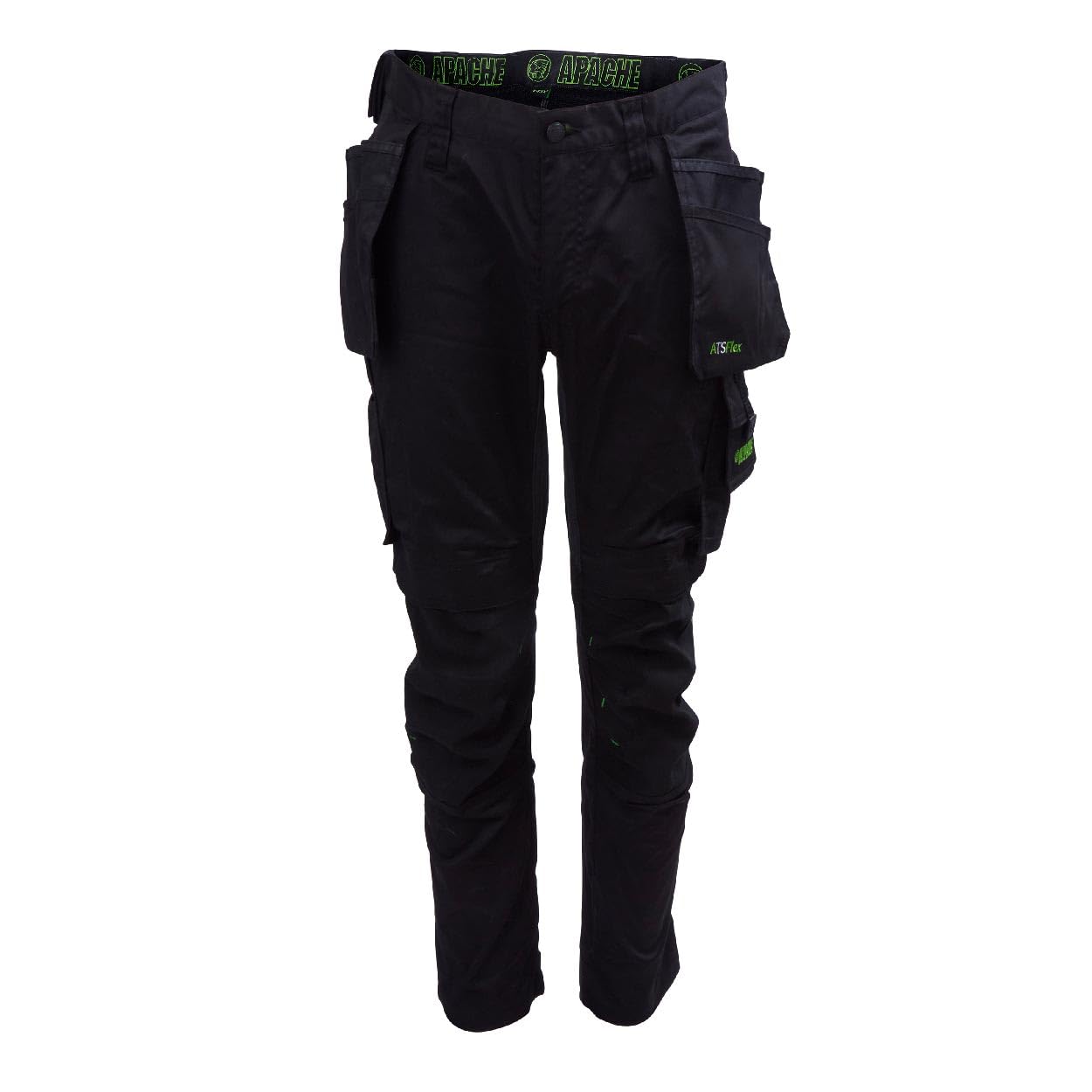 Apache Workwear Bancroft Slim Fit Trouser | Black/Grey Size 33 Leg 38 Waist | Holster Pockets | Twin Velcro Tool Holder | Knee Pad Pockets | 3D Stretch and Cordura Fabric