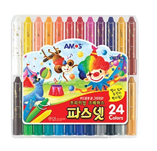 Amos Premium Non-Toxic Silky Crayon Pasnet 24 Colors (8802946878680)