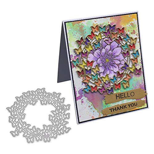 AkoMatial Cutting Dies,Butterfly Wreath Design Embossing Cutting Dies Tool Stencil Template Mold Card Making Scrapbook Album Paper Card Craft,Metal