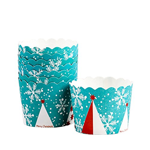 Beiersi Christmas Tree Snowflake Paper Cupcake Cases Muffin Baking Cups (Pack of 24) (Style 5)