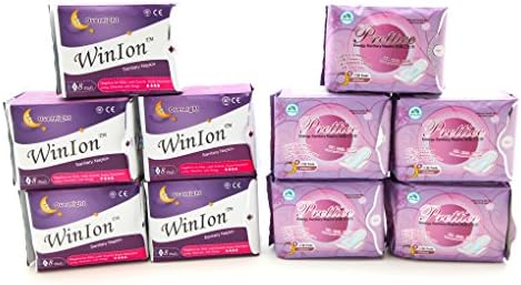 5 Pack Winion Sanitary Napkin for Over Night (8 Pads) + 5 Packs Prettiee Night