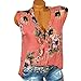 Women Vintage Boho Plus Size Sleeveless Tops Loose Print V-Neck Blouse Shirt