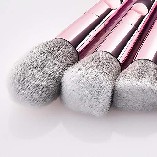 Winsummer 10 Pieces Makeup Brushes Sets Premium Makeup Brush Set Cosmetics Premium Synthetic Kabuki Foundation Blending Blush Concealer Eye Shadows Face Liquid Powder Kits with Leather Cosmetic Bag