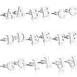 Silver 2 PCS Rhodium Plated Cufflinks Initial Letter Capital Alphabet Shirt Wedding