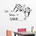 Home Find Game Wall Decals Eat Sleep Game Quote Wall Stickers Gamers World for Net Bar Living Rooms Bedroom Removable Kids and Boys Rooms Decoration 33.7 inches x 21 inches