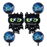 How to Train Your Dragon Balloons - 6 Pack Bundle Includes 2 Large Toothless Night Fury Balloons and 4 Round Balloon Decorations with Both Black and White Dragons