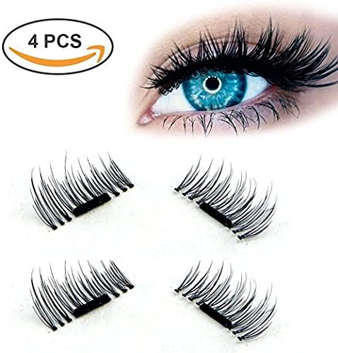 3D Magnetic False Eyelashes,Homay Reusable Ultra Thin [No Glue] Natural Longer Thicker Eyelash Look Perfect for Deep Eyes-1 Pairs (4 Pieces)