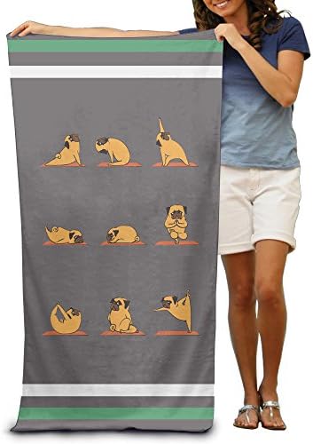 Funny Pug Yoga Adults Cotton Beach Towel 31" X 51"
