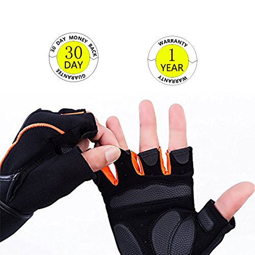 CoolWind Cycling Gloves Half-Fingered Glove Camping Biking Gloves Pad Breathable Lightweight For Riding Mountain Biking Gloves … (Orange, L) - Thumbnail 2