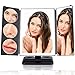SOLVE Oversized Makeup Mirror with Lights, 32 Superfire LED Light Strips Vanity Mirror with 1x 2X 3X 5X Magnification, 180 and 90 Rotation,Touch Screen Switch, Dual Power Supply, Black