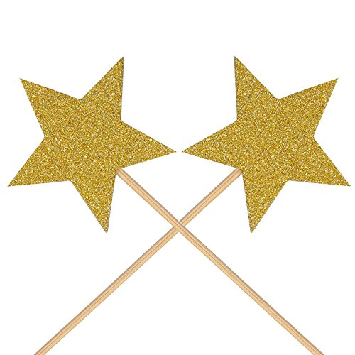 36 Pcs Twinkle Gold Star Cupcake Toppers DIY Glitter Mini Birthday Cake Snack Decorations Picks Suppliers Party Accessories for Wedding Baby Shower
