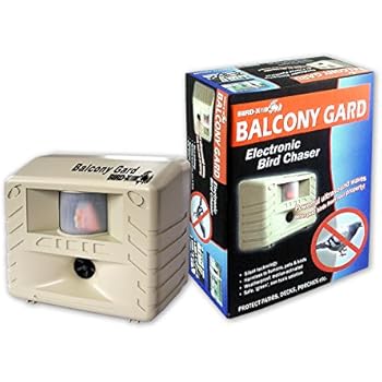 Bird-X Balcony Gard Ultrasonic Bird Repeller keeps birds away from small areas like balconies, decks and small yards with silent-to-humans, ultrasonic sounds and vibrations