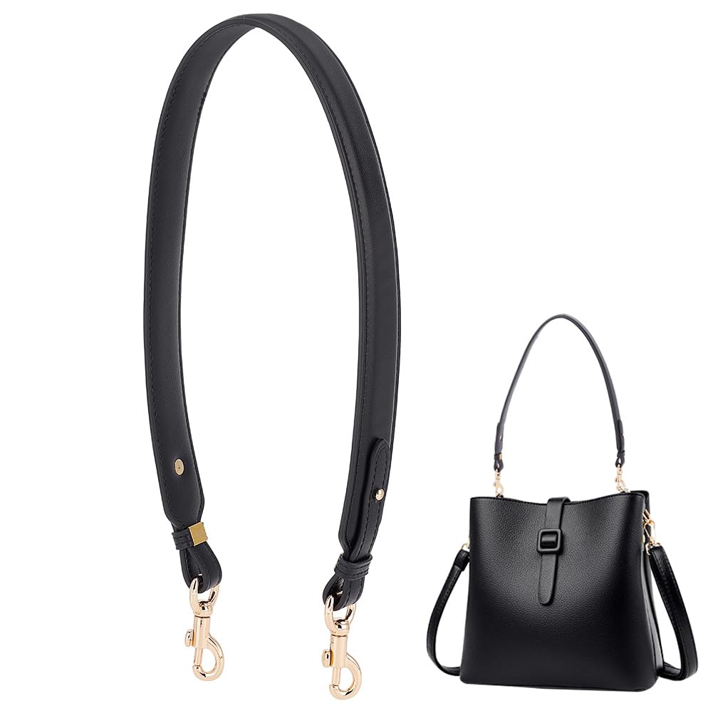 Photo 1 of *** SHORT STRAP *** PH PandaHall Crossbody Bag Straps, 28.5 Inch (72.5cm) Short Bag Strap Purse Strap 1.4 Inch Wide Leather Replacement Shoulder Strap with Golden Metal Clasps for Women DIY Underarm Bag Handbag, Black