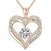 BAUBELLA Birthstone Heart Necklace for Women Wife Girlfriend Mom Daughter Gifts S925 Silver Jewelry For Anniversary Rose Gold Gifts For Birthday Christmas Mothers Valentines Day