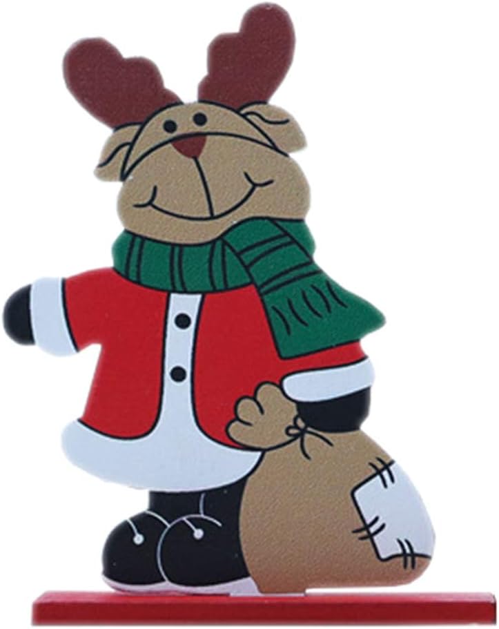 Yuanhaourty Wooden Christmas Ornaments Freestanding Santa Claus Snowman Deer Xmas Gift for Christmas Party Home Decorations