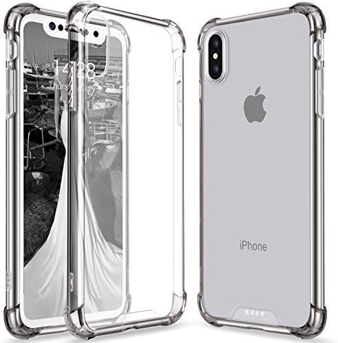 iPhone X Case, GeekZone iPhone X Crystal Clear Case Hard Back Panel TPU Frame Bumper Drop Protection Shock Absorption Technology Case Cover Skin for Apple iPhone X (Gray)