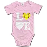 Love Softball Unisex Baby Crawl Suit Short Sleeve Rompers Bodysuit Outfits