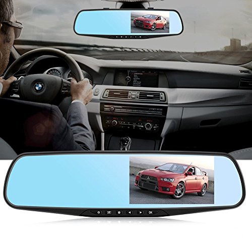 4.3 Inch Dual Lens Car Camera, Dash Cam Car Recorder with 170° Wide Angle Lens, HD 1080P Driving Recorder with Parking Monitor, G-Sensor & Motion Detection(Include 8G Micro SD Card)
