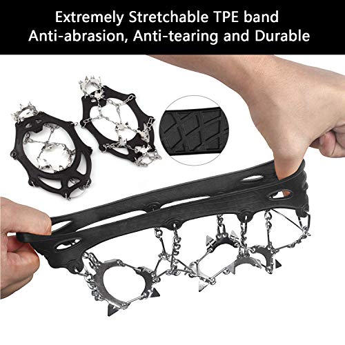Vodche Traction Cleats Crampons Ice Snow Grips for Boots Shoes Stainless Steel Ice Cleats with 19 Spikes Safe Protect for Walking, Jogging, Climbing and Hiking (X-Large) - Thumbnail 3