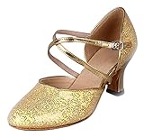 Honeystore Women's Criss Cross Strap Metal Buckle Dance Shoes