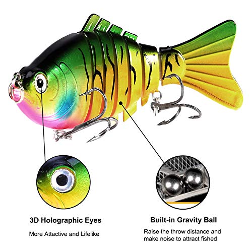 Angelköder für Barsch, 9,9 cm, 7 Segmente, mehrere Gelenke, Bass, langsam sinkend, Harter Köder, Angelausrüstungs-Kits… – Bild 5