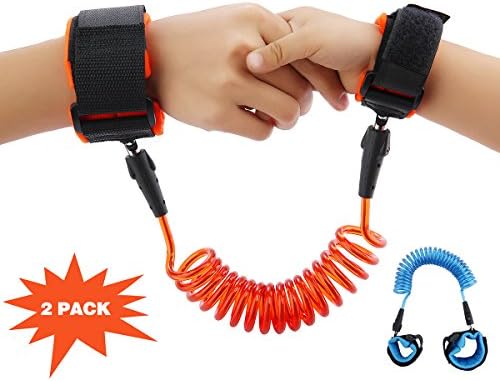 2 Pack Balleenshiny Child Anti-lost Wrist Link Straps With Breathable Cotton Straps ,Double Layer Safety Velcro For Babies ,Toddlers, Kids[1.5m &amp; 2.5m]