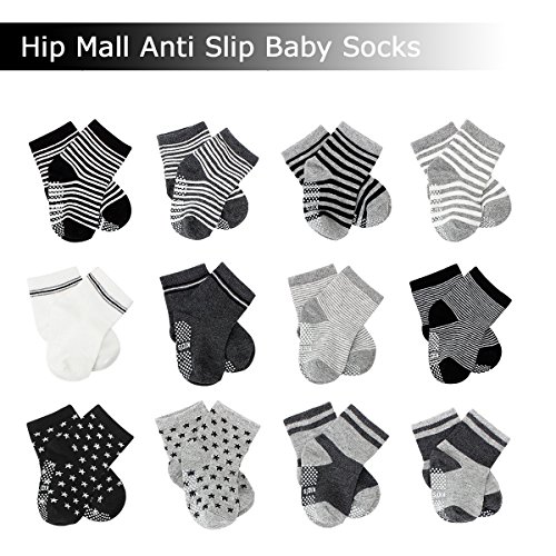6 Pairs Anti Slip Soft Cotton Ankle Toddler Socks Non Skid Grip Walkers Crew Socks for Baby Boys Girls 12-36 Month - Thumbnail 2