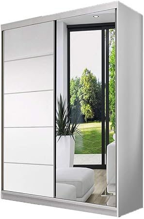 Idzczak Meble Schwebeturenschrank Neomi 05 Mit Spiegel Modern Klein Kleiderschrank Wohnzimmer Schiebeturen Weiss Weiss Spiegel Amazon De Kuche Haushalt