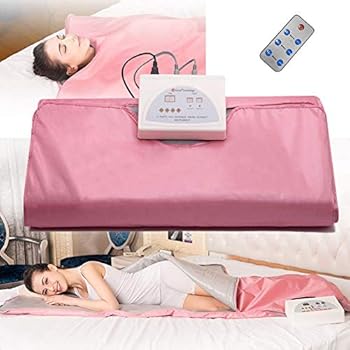 VANELL Sauna Blanket Upgraded Version Far-Infrared Digital Heat Sauna Heating Blanket, 2 Zone Controller with 50pcs Plastic Sheetings, to Reduce Weight Thin Body Home Beauty (no Zipper/Pink)