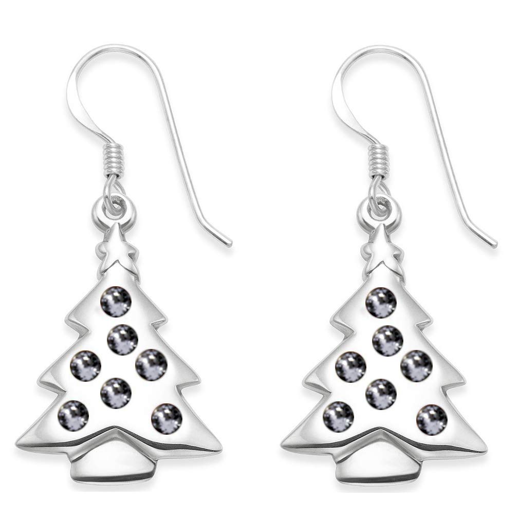 Alexander Castle Christmas Tree Earrings with Cubic Zirconia Stones 925 Sterling Silver Earrings for Women with Jewellery Gift Box - Gift for Women