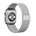 Apple Watch Band, HuanlongTM Milanese Loop Stainless Steel replacement Strap Band w/Adapter+Case Cover for Apple Watch iWatch 38/42mm (M Silver 42mm)