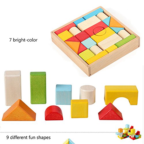 26 Piece Wooden Building Blocks Set Wood Stacking Game Educational Toys for Kids