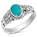 Flower Simulated Turquoise Fashion Bali Ring New .925 Sterling Silver Band Size 8