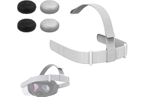 Head Strap for Oculus Quest 2 Headset, Adjustable Original Comfort Headband Replacement with 4 Controller Thumb Grip Caps for