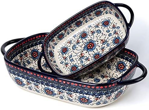 ONECCI Baking Dish Ceramic Baking Pan Blue Casserole Dish - Main Image